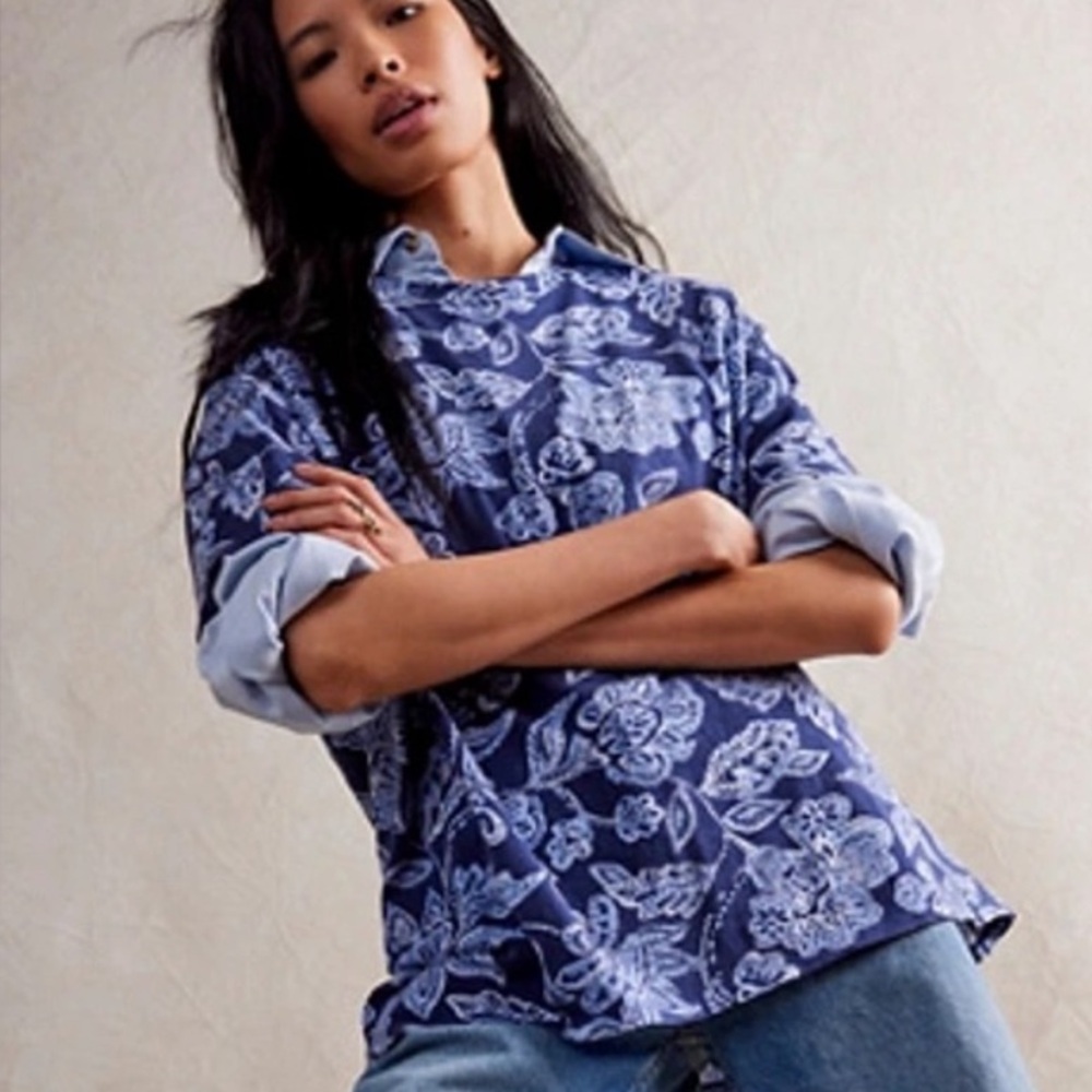 NWOT FREE PEOPLE Nina Printed Oversized Tee